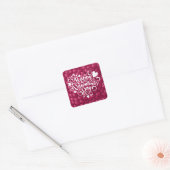 Harten 3D Textuur Rood Patroon-23803 Vierkante Sticker (Envelop)