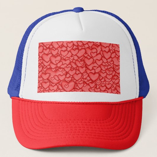Harten 3D textuur rood patroon Trucker Pet (Voorkant)