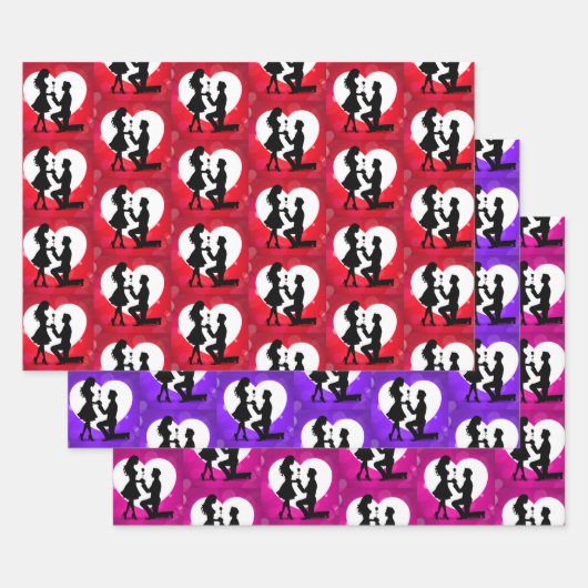 Harten Aanzoek Silhouet Collectie Inpakpapier Vel (Set)