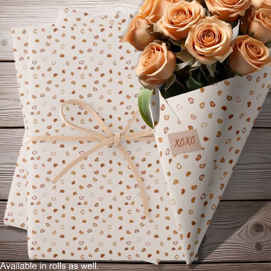 Harten - Aardtoon op wit cement Inpakpapier Vel