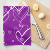 Harten achtergrond in paarse, keukenhanddoek (Quarter Fold)