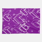 Harten achtergrond in paarse, keukenhanddoek (Horizontaal)