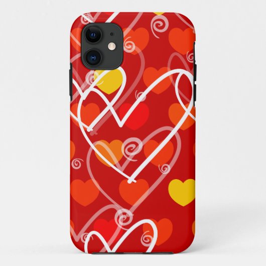 Harten achtergrond in rood, iPhone case (Achterkant)