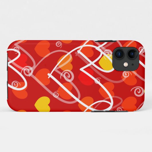 Harten achtergrond in rood, iPhone case (Achterkant (horizontaal))