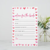 Harten Advies Voor De Bruid Bruiloft Spel Briefpapier (Staand voorkant)