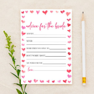 Harten Advies Voor De Bruid Bruiloft Spel  Briefpapier