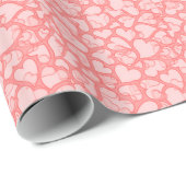 harten, allover, perzik cadeaupapier (Rol Hoek)