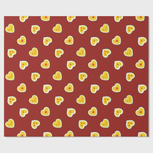 Harten appels patroon cadeaupapier (Vlak)