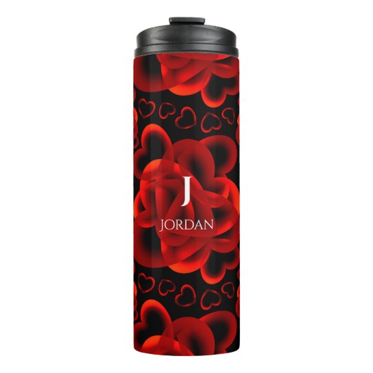 Harten Avolop rood patroon Thermosbeker (Voorkant)