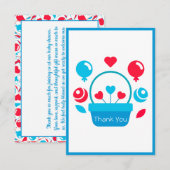 Harten, ballonnen en hartmand bedankkaart (Voorkant / Achterkant)