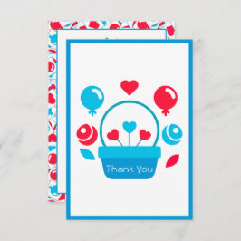 Harten, ballonnen en hartmand bedankkaart
