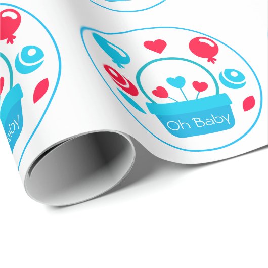 Harten, ballonnen en hartmand cadeaupapier (Rol Hoek)