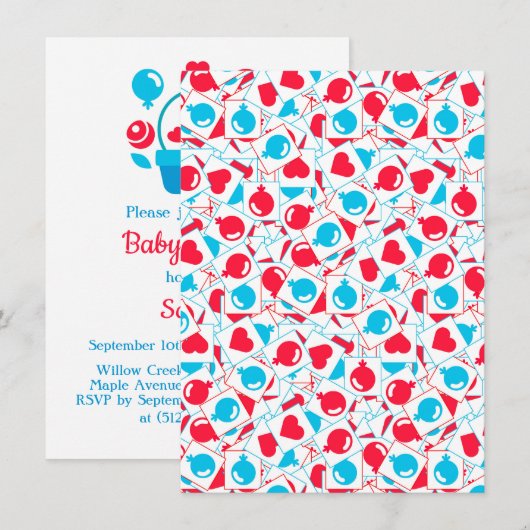 Harten, ballonnen en hartmand kaart (Voorkant / Achterkant)