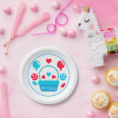 Harten, ballonnen en hartmand papieren bordje (Feest)