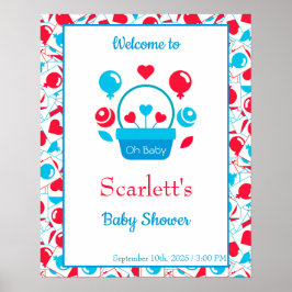 Harten, ballonnen en hartmand poster