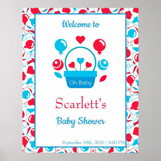 Harten, ballonnen en hartmand poster (Voorkant)