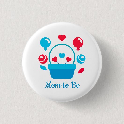 Harten, ballonnen en hartmand ronde button 3,2 cm (Voorkant)