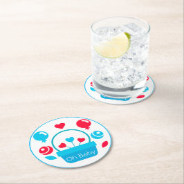 Harten, ballonnen en hartmand ronde kartonnen onderzetter