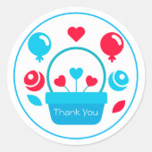 Harten, ballonnen en hartmand ronde sticker (Voorkant)