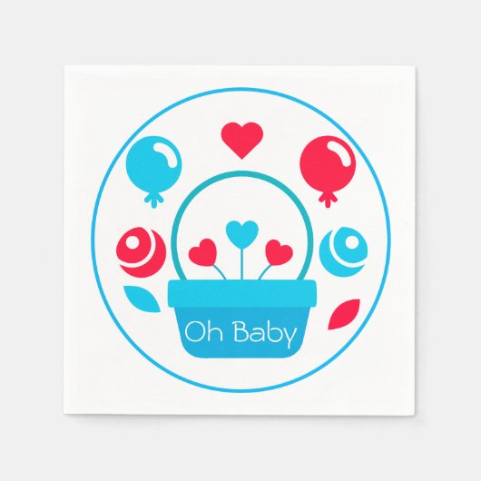 Harten, ballonnen en hartmand servet (Voorkant)