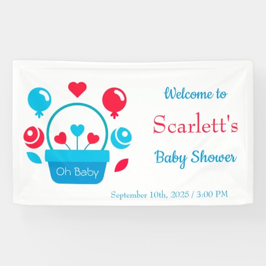 Harten, ballonnen en hartmand spandoek (Horizontaal)