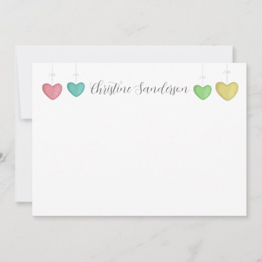 Harten bedankkaart Persoonlijke briefpapier (Voorkant)