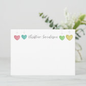 Harten bedankkaart Persoonlijke briefpapier (Staand voorkant)