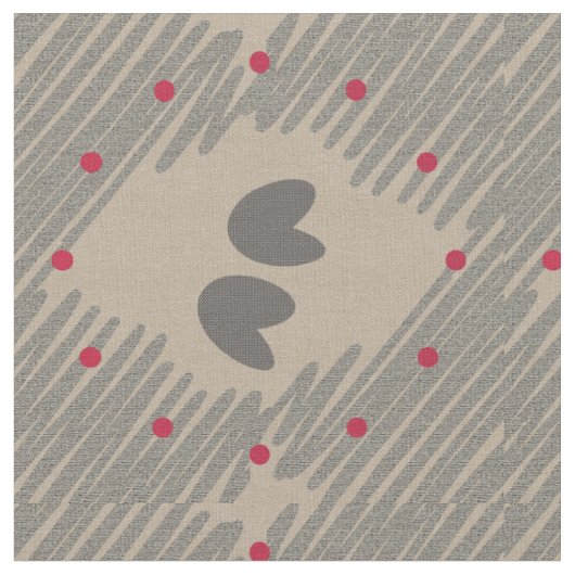 Harten Beige Grey Decor Pattern Stof (Close Up)