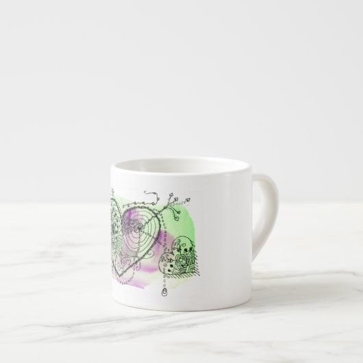  harten bij groene en Paarse Waterverf was Espresso Kop (Voorkant rechts)