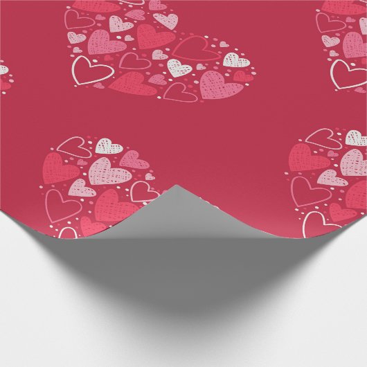 Harten binnen hart cadeaupapier (Hoek)