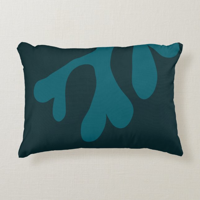 Harten Blauw Organisch Modern Accent Kussen (Voorkant)