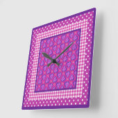 Harten, bloemen, cheques en pooldots vierkante klok (Hoek)