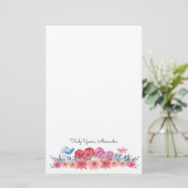 Harten, bloemen en kleine vogels | So Cute Briefpapier (Staand voorkant)