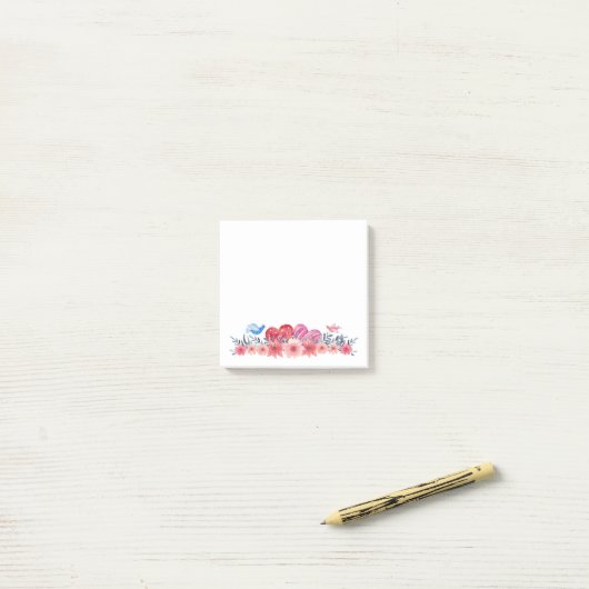Harten, bloemen en kleine vogels | So Cute Post-it® Notes (Op bureau)