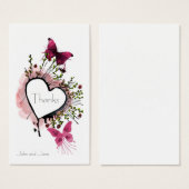 Harten, bloemen en vlinders Dank je wel Visitekaartje (Voorkant /achterkant)