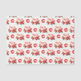 Harten Bloemen Lippen (Ontwerp 37 Rode Serie) Tissuepapier
