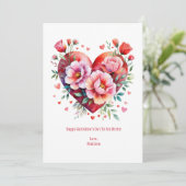 Harten Bloemen Roze Rood Galentine Valentijnsdag Feestdagenkaart (Staand voorkant)