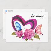 Harten, Bloemen & Vlinders Valentijn Kaart (Voorkant / Achterkant)