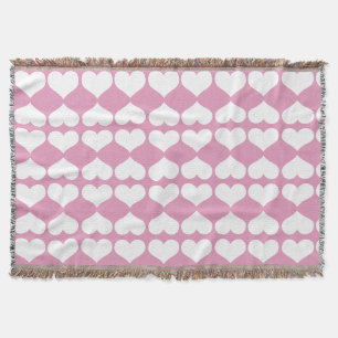 Harten Blush Roze en Witte Geometrische Vorm  Deken