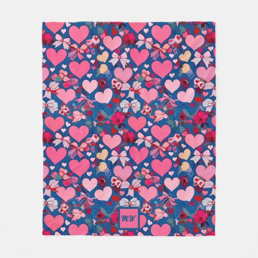 Harten, bogen, bloemaccenten, pasteltekeningen mon fleece deken (Voorkant)
