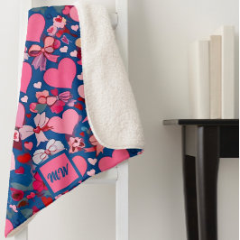 Harten, bogen, bloemaccenten, pasteltekeningen mon sherpa deken