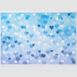 Harten - Bokeh Blue Hearts Tissuepapier