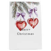 Harten Bomen Rood Paars Bogen Kerstmis Medium Cadeauzakje (Voorkant)