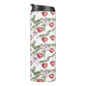 Harten Bomen Rood Paars Bogen Kerstmis Thermosbeker (Geroteerd rechts)