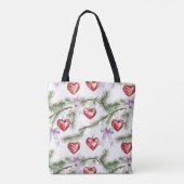 Harten Bomen Rood Paars Bogen Kerstmis Tote Bag (Achterkant)