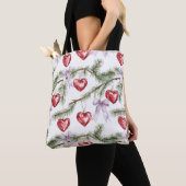 Harten Bomen Rood Paars Bogen Kerstmis Tote Bag (Dichtbij)