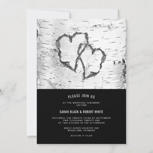 Harten - Boom Bark Rustic Wedding Kaart (Voorkant)