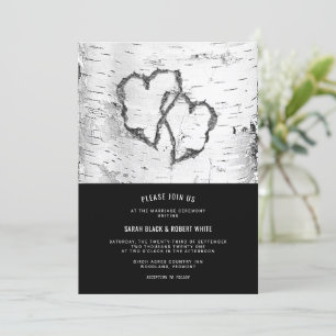 Harten - Boom Bark Rustic Wedding Kaart