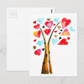Harten boom grillige valemtines briefkaart (Voorkant / Achterkant)