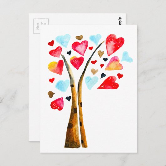 Harten boom grillige valemtines briefkaart (Voorkant / Achterkant)